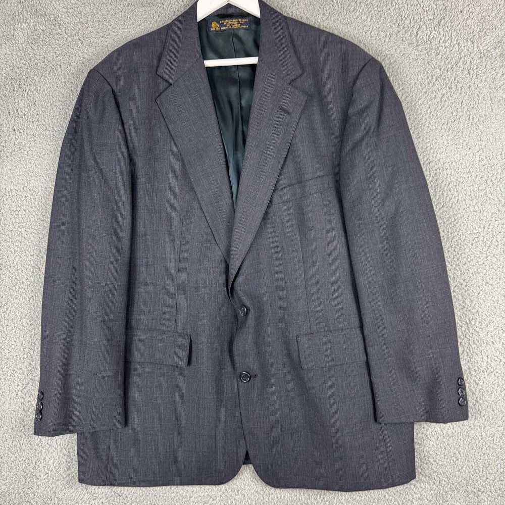Vintage Brooks Brothers Blazer Mens 46R Glen Plaid Wool Made in USA 2 Button